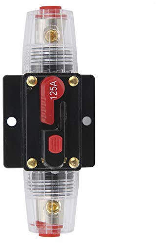 Keenso Bloc de Distribution de Fusibles, Disjoncteur Audio Stéréo 12-24 V 125 A, Support en Ligne de Fusible à Récupération Automatique pour Bateau de Voiture