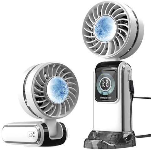 RaMokey Ventilador de Mano Portátil 100 Velocidades - Silencioso y Potente, Pequeño Ventilador USB Recargable, Plegable de Escritorio Ligero para Viaje, Oficina, Hogar, Mesa, Exterior