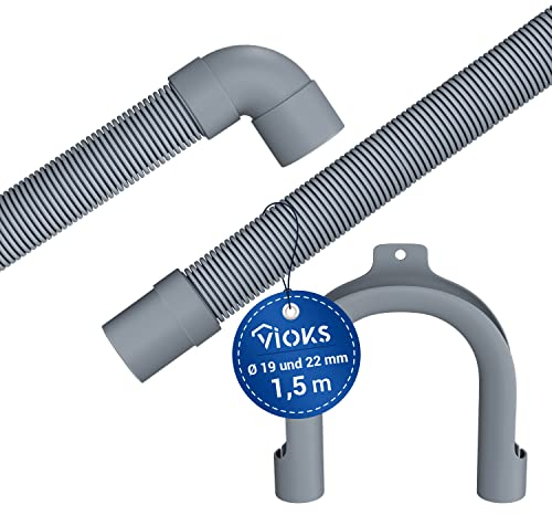 VIOKS Ablaufschlauch Geschirrspüler 1,5m 19/22mmØ Ersatz für AEG 5028435400 & Flexibler Abwasserschlauch Waschmaschine Ablaufschlauch Trockner