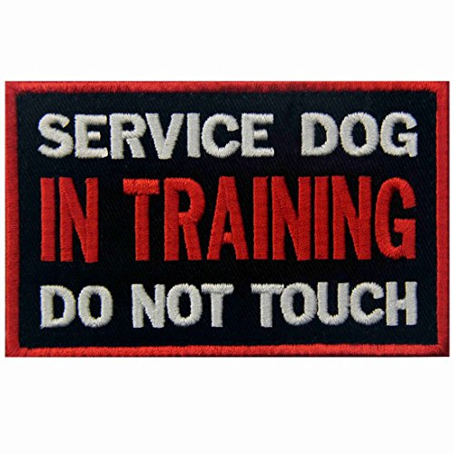 Servicehund i träning rör inte västar/selar emblem broderad fästkrok och ögla lapp