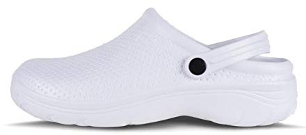Work Team Zueco EVA Unisex. Ultraligero, ergonómico. Anatómico, con Cámara ortopédica, Suave para los pies. Hombre Blanco 44/45