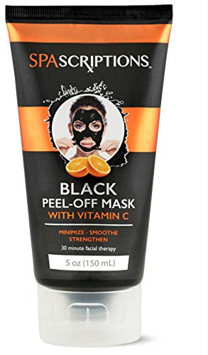 SpaScriptions Vitamin C Peel Off Face Mask – Blackhead Remover & Pore Cleansing Black Mask For Bright Clarifying Skin with Salicylic Acid & Tea Tree Oil For Blemish & Oil Control Skincare, 5 fl oz