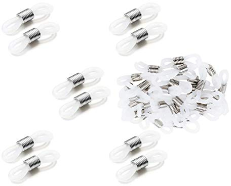 ZHjuju Eyeglass Chain Ends,40 PCS Anti-Slip Glasses Rubber Loop Ends Holder, glasses Chain Ends for Adults and Chirdren for Spectacle,Reading Glasses,Sunglasses,Necklace Eyewear Chain Strap (White)