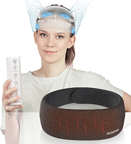 Renpho-Kopfmassagegerät, Geschenke Für Frauen, Kopfmassage elektrisch, Heizfunktion, 4-Massagemodi und 3-Luftkompressions-Massageintensitäten, kann Kopfschmerzen, Migräne, Stress und Spannung lindern