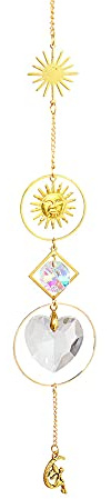 XIANXIAN Lot de 1/5 attrape-soleil en cristal - Décoration de fenêtre - Lune - Cœur - Carillon éolien - Cristal arc-en-ciel - Pour plafond, fenêtre, jardin - Décoration extérieure, e