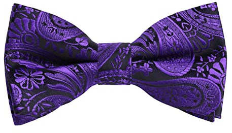 Alizeal Boys Classic Paisley Adjustable Pre-tied Bow Tie, Dark Purple