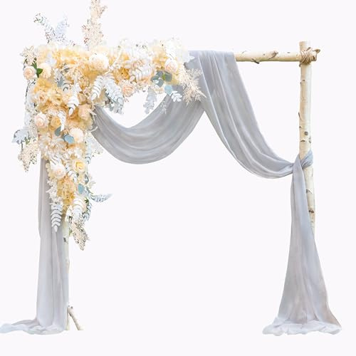 Ebeta cantonnière de Mariage décoration à Main levée pour Arc de Mariage Rideaux de lit à baldaquin pour la décoration de fenêtre en Tissu Mousseline (Gris Clair, 70 x 600 cm)