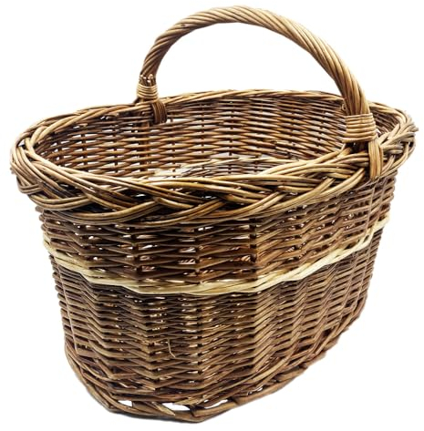 Virsus Cesto in Vimini Portalegna con Manico, misura 47,5x33x38 cm, Cestino intrecciato da Picnic Portaoggetti, Regalo per Feste, Raccolta castagne, Funghi -5432F