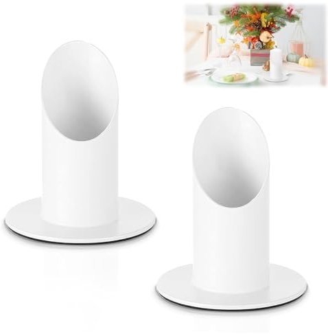 Kerzenständer Kommunionkerze, 2 Stück Kommunionskerzenständer, Stabkerzenhalter Taufkerzenständer für Taufkerzenständer Stumpenkerze Tafelkerze(Weiß)