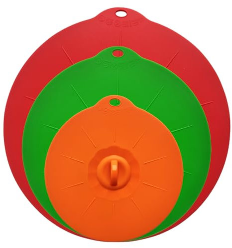 Coperchi in Silicone 3 Pezzi Dimensioni Diverse Coperchi a Ventosa Riutilizzabili Coperchio per Microonde Ciotole Pentole Padelle Forno Frigorifero