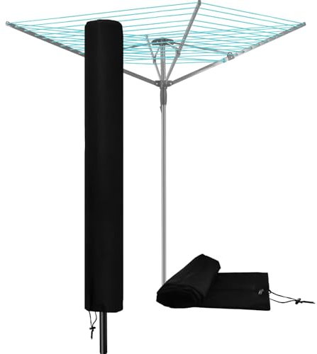DPWEION Rotary Washing Line Cover Universal Fit Waterproof Clothes Line Protective Cover with Zip 420D Heavy Duty Trunk Protector for Outdoor Clothes Airer Dryer, Garden Parasol (16 x 16 x 165cm)