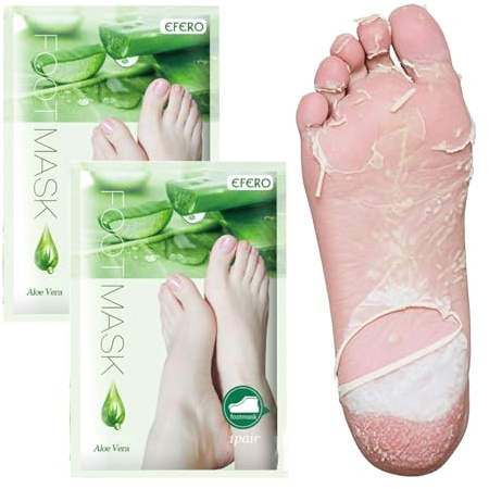 PacuM 2 Paia Maschera Piedi Esfoliante Maschera Piedi Secchi Screpolati Foot Peel Mask Idratante Talloni Screpolati Acido Lattico Pedicure Cuticole Morbide per Uomini Donne (Aloe Vera)