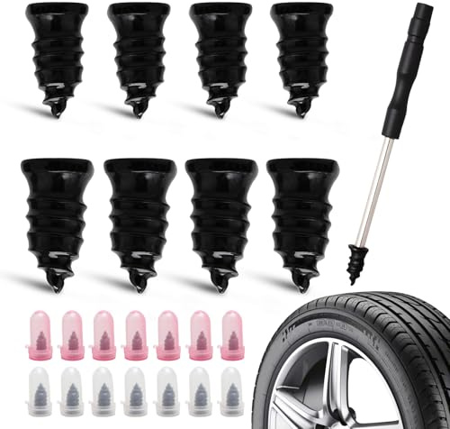 Kit Reparación Neumáticos Tubeless 70 Piezas, Clavos Reparación Neumáticos en 2 Tamaños 35S y 35L con Destornillador, Kit Reparación Neumáticos Coche Moto SUV Camión Caravana para Emergencia Pinchazos