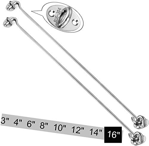 Kabinenhaken 【2 Stück】SUS 304 Edelstahl Auge Schuppen Tor Tür Verriegelung leise Halter Fensterverstrebung, Φ 6 mm, Silber (400 mm)