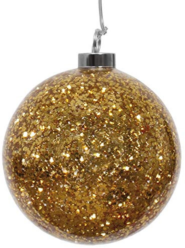 RiBa-Living Glaskugel-LED beleuchtet, Gold Dekor,