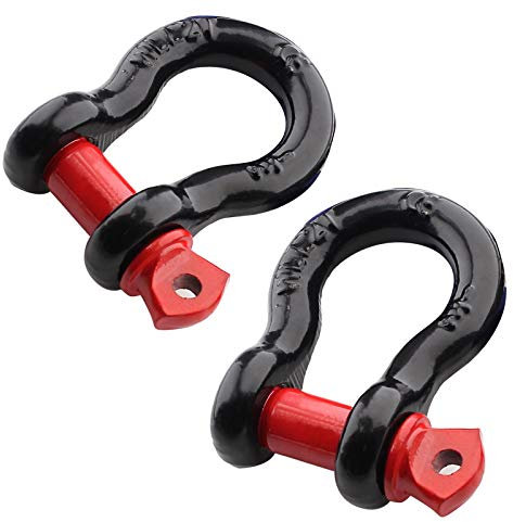 Qjaiune Lot de 2 manilles à anneau en D 1,27 cm, résistance à la rupture maximale 5,4 tonnes Capacité de 2 tonnes