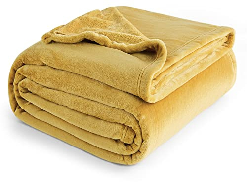 BEDSURE Kuscheldecke Flauschig Decke Fleecedecke - 220x240cm, Gelb | Weich Wohndecke, Wohn- & Kuscheldecken Sofa überwurfdecke, Tagesdecke, Sofadecke, Couch Blanket, Geschenke für Frauen