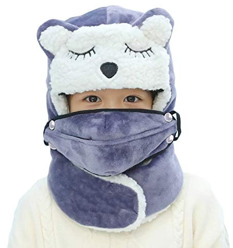 JIAHG Kinder Winter Fliegermütze Trappermütze Winddicht Warm Wintermütze mit Ohrenklappen Mädchen Jungen Baseball Cap Schirmmütze Fellmütze Pilotenmütze für Snowboarden Skaten Skifahren