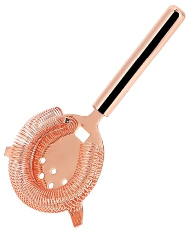 10.4x19.7cm/4.1x7.8inch Cocktail Strainer, Stainless Steel Bar Strainer Mesh with High Density Spring, Drink Sieve Strainer Filtering Cocktail Bar Accessories Bar Strainer Mesh (Gold)