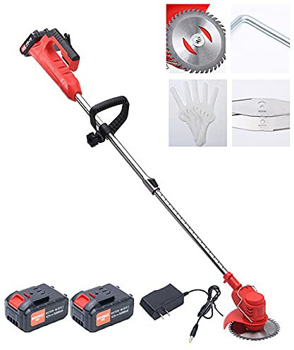 Tagliabordi Elettrico da Giardino Li-Ion 24V, Rasaerba Elettrico con Lame Metalliche e 2*Batteria,Leggero,Testata Regolabile e Maniglia Telescopica