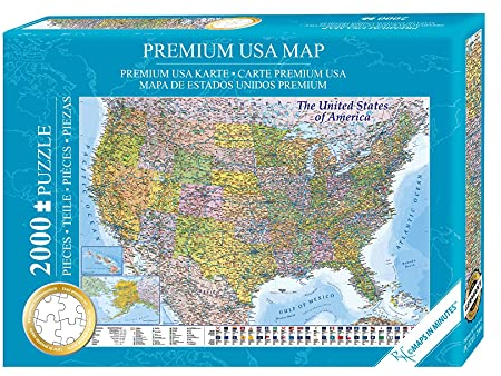 USA Pussel 2000 bitar - USA - 97 x 69 cm premiumkarta 2021 - KARTOR PÅ MINUTER