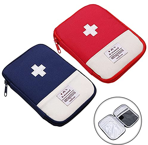 Ruikdly Trousse de Premier Secours 2 Pièces Trousse Secours Vide Trousse de Premiers Soins First Aid Kit pour Situations d'urgence à Maison Bureau Voyage Randonnée Camping (Bleu Rouge)