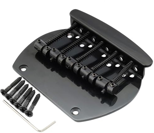 Musiclily Pro 16mm Stahl 5-Saiter Bass Steg Bridge für Musicman Style Bass, Schwarz