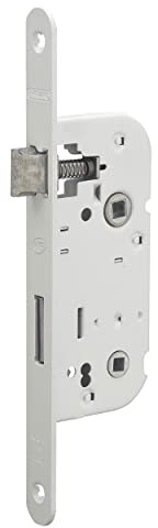 Serrure à Encastrer A40 NF à Condamnation - Têtière Bout Rond - Coffre Acier Embouti - Livré avec 1 Clé, 6 Variures - Made in France - Finition Époxy Blanc Granité - THIRARD