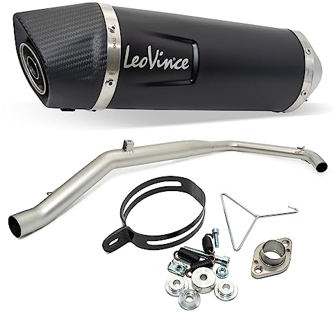 Auspuffanlage LeoVince Komplettanlage SBK LV ONE EVO Black Edition, Edelstahl schwarz, Carbon Kappe, 1/1, mit Zulassung für Yamaha MT-125 / YZF-R125 mit Kat