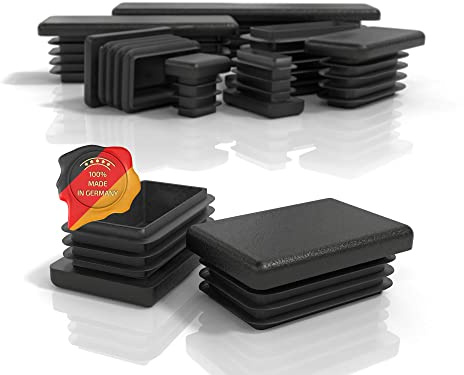 PD® Lamellenstopfen 35x20 mm Rechteckrohr - Endkappen schwarz | 4 Stück | Endkappen Rechteckig aus PE Kunststoff | Rohrstopfen zur Rohrabdeckung von Metallrohr & Aluprofil | Rechteckstopfen schwarz