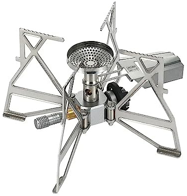 Campingmoon XD-3 Réchaud de camping au butane portable avec sac de rangement (argent sans allumage)