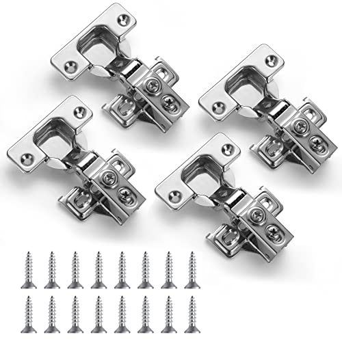 Evanda Schrank Scharniere, 4 Pack Edelstahl Overlay Soft Close Scharniere, für Küchenschrank Türscharnier, mit Montageschrauben