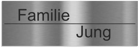 Jung Edelstahl Design Türschilder - Namensschilder V2A Edelstahl - incl. Gravur - Hinweisschilder Oberfläche geschliffen/anthrazit oder weiß wählbar (Edelstahl, 120x40 mm)