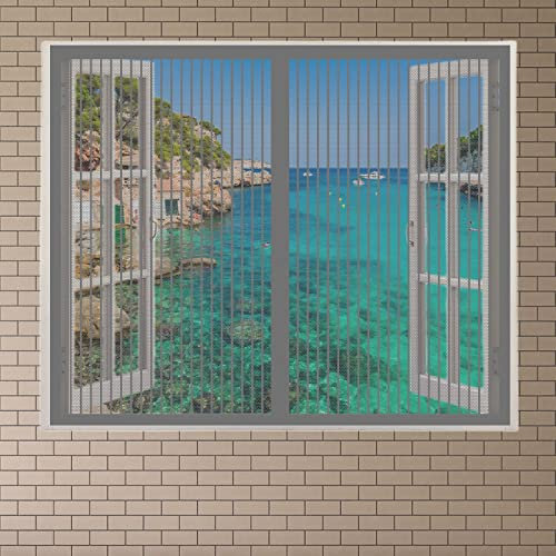 Moustiquaire Filet de Fenêtre 240 x 200 cm pas de perçage ni de vissage pour fenêtre de toit, Gris