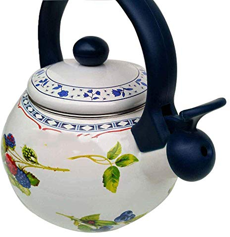 ANIFM Wasserkocher für den Herd, Emaille-Pfeifkessel, Gas-Gas-Brutzkessel, Emaille-Material, 2,2 Liter, Grün, traditioneller/Retro-Wasserkocher Comfortable Anniversary