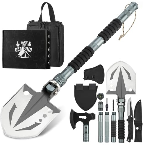 ZENHOSIT Survival Shovel with Camping Axe: Multifunctional Tactical Gear for Outdoor Adventure - 180 Degree Folding Camping Shovel Multi-Tool with Carry Pouch for Outdoor Camping Hiking