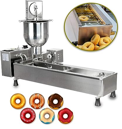 EEYZD Macchina automatica per ciambelle, macchina ciambelle automatica fila singola, macchina per ciambelle con tramoggia 7 litri con stampi 3 dimensioni, friggitrice per ciambelle
