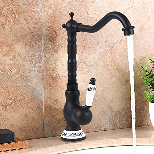 Wasserhahn aus Messing Küche Antik, Retro-Küchenarmatur mit 360° Drehbarkeit und Hochdruckfunktion mit Warm- und Kaltwasserhahn für stilvolle Kücheneinrichtungen