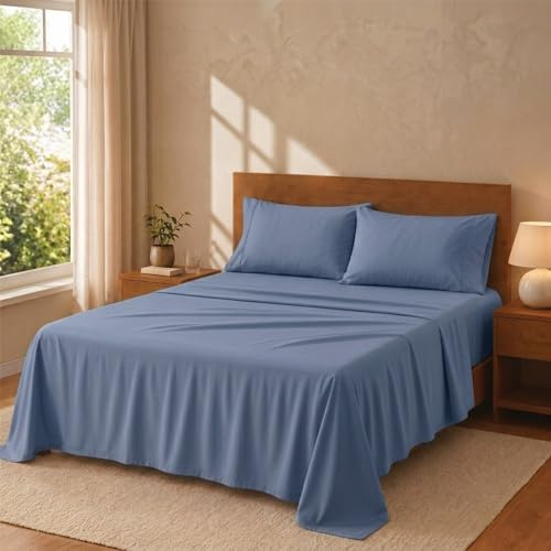 Degrees Home Premium – Bettlaken Set 4-teilig aus Gebürsteter Mikrofaser (180x200) – Spannbettlaken, Bettlaken & 2 Kissenbezüge 50x80, Oeko-Tex Zertifiziert, Extra Weich & Pflegeleicht