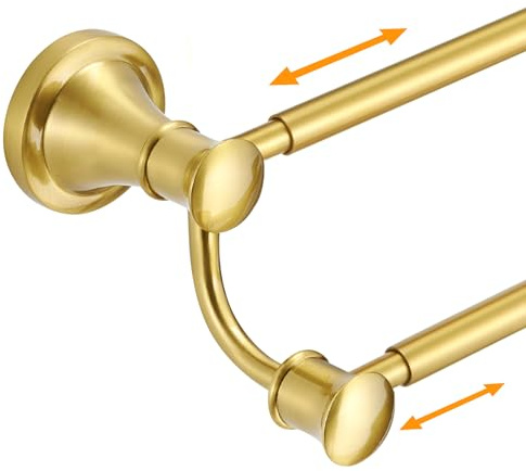 Hoimpro Double Towel Bar Towel Rack for Bathroom Wall Mounted Brushed Gold