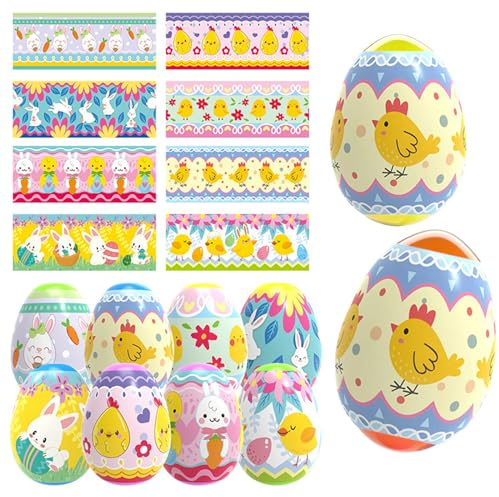 Runmeihe Kit di decorazione per uova di Pasqua, 24 pezzi, decorazioni pasquali termorestringenti, decorazioni per uova di Pasqua per decorare uova di Pasqua colorate