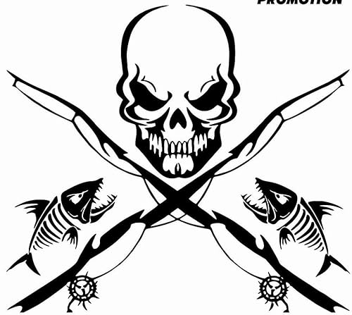 Rakelfix Totenkopf Angeln Aufkleber aus Hochleistungsfolie - Angler Angelboot Sticker Boot Boote Beschriftung Bug