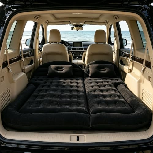 Icelus Materasso per auto SUV con pompa ad aria, 175 x 130 x 15 cm, floccaggio ispessito, 4 in 1, gonfiabile, per bagagliaio, per campeggio, attività all'aperto