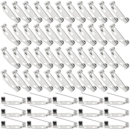 200Stück Sicherheitsnadeln für Broschen Verschluss für Rückseite, Broschennadeln Safety Pin Silber 0.7in Sicherheitsnadel Metall Broschen Sicherheitsnadeln Brooch Pins for DIY Crafts Schmuck Handwerk