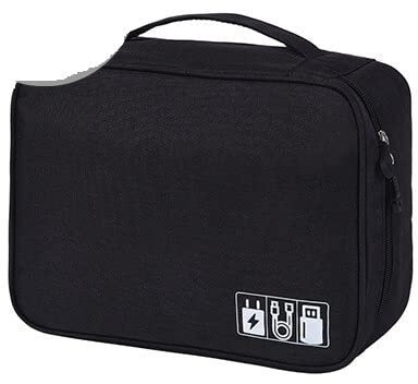 Kabeltasche,Kabel Organizer Tasche Digital Aufbewahrungstaschen Elektronikkabel Organizer USB-Gang-Drähte Tragbare Ladegerät Power Battery Home Organisation Zubehör(Black Bag A)