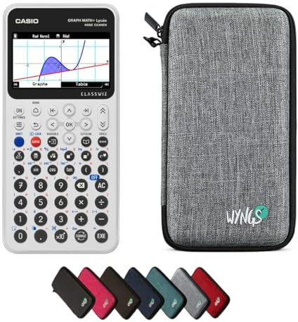 Casio Graph Math+ inkl. WYNGS Schutztasche Hellgrau - Grafikrechner - Basic Set