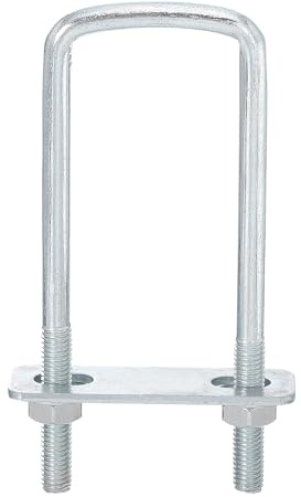 sourcing map Pernos cuadrados en U, 8 juegos de 50 mm de ancho interior de 150 mm de largo, M8 de acero al carbono chapado en zinc, perno de abrazadera en U con tuercas y placas, para remolque de