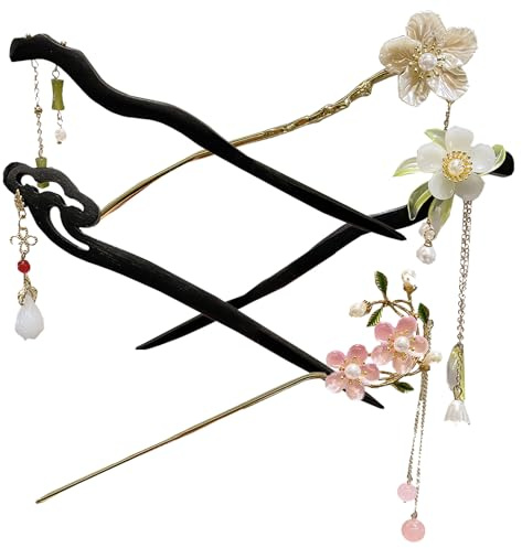 Haarstab,YouXiaor 5 Stück Holz Haarstäbchen,Haarsticks Haarnadel Essstäbchen Leopardenmuster Retro Haarnadeln Haarstock Haarschmuck Scheibe Vintage-Stil Lange Chinesische Haarnadeln Für Frauen Mädchen