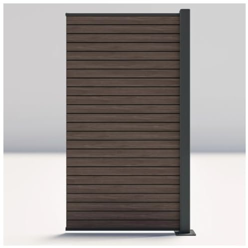 HORI Sichtschutzzaun Rhombus-Style Anbauelement schmal | WPC Windschutz | Robuster Zaun für Garten & Terrasse | Erweiterbares Sichtschutzsystem | Modernes Design I Einbetonieren Graubeige