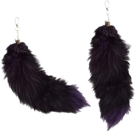 Queue de renard moelleux,Forme de queue de renard,Queue de renard en peluche,Queue de renard,Porte-clés de voiture pendentif doux moelleux décoration,Porte clés queue de renard.（Violet foncé）